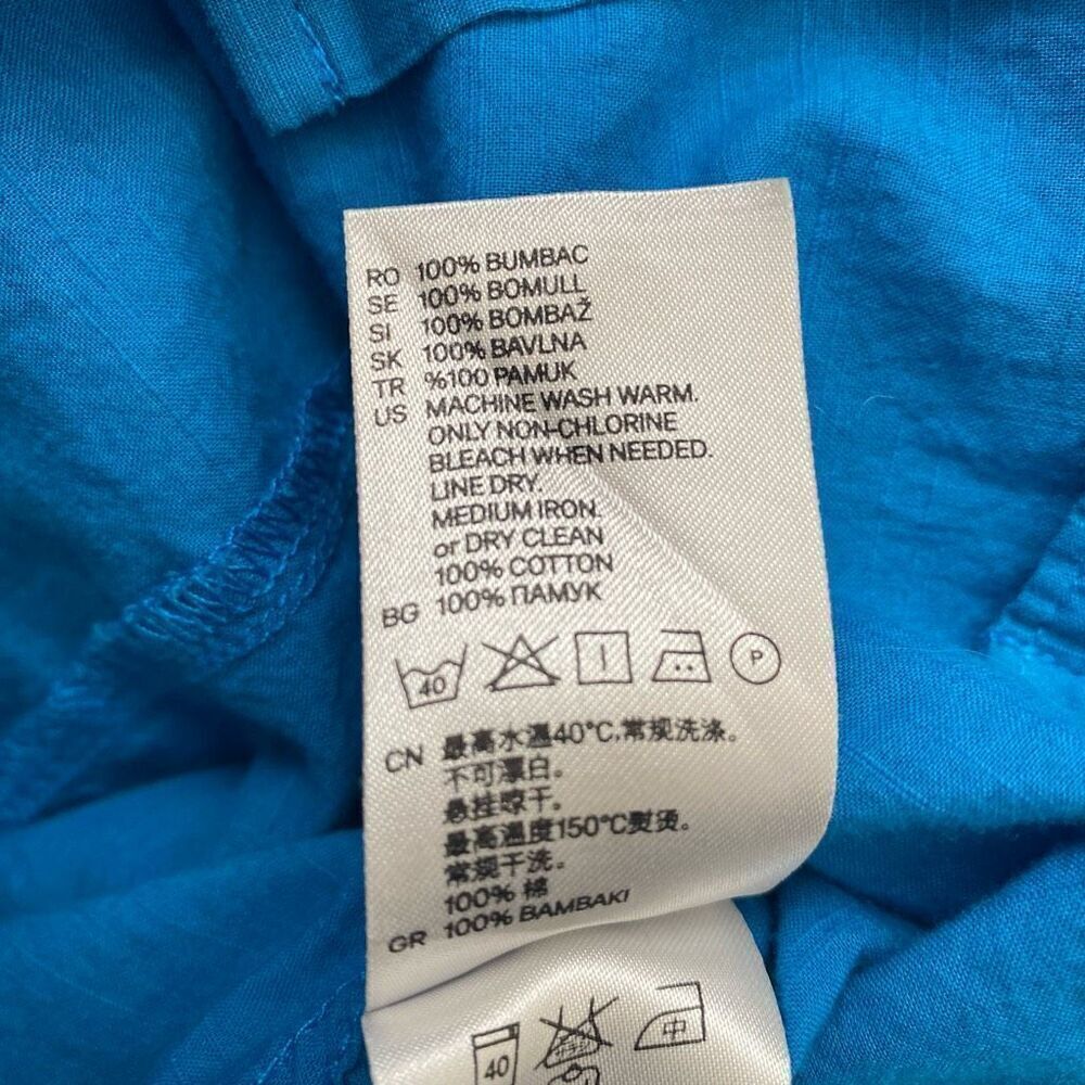 H&M men M Longsleeve button down dress shirt blue - Picture 4 of 7